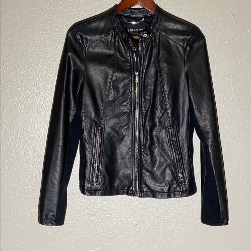 Express black faux leather jacket